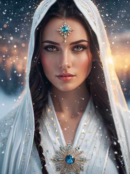 cinematic film still A high definition epic photograph of ((17. **The Celestial Priestess** - Dressed in flowing white robes adorned with stars; her serene expression radiates divine wisdom and tranquility.   Infront of Frostbitten Fantasy Realm: An icy world with frozen castles and snow-covered forests under swirling snowflakes.)) in the background.
(dynamic:1.1), sun rays,, (taken by 15mm fisheye lens:1.1)
 = ((Vivid, HDR, Canon50, 8K, Hyper Realistic, Dramatic, Epic, Dynamic Contrast, Cinematic Lighting)) (((Zoomed Out, Far away Shot))) = =. Epic dynamic lighting . =vibrant, highly detailed, psychedelic
((Vivid, Epic, Dynamic contrast)) (((Zoomed out, Far away shot, In frame)), 
<lora:juggernautXL_version6Rundiffusion:0.8> <lora:crystalClearXL_ccxl:0.8> <lora:atlantysUltimanimeXL_atlasAtlantys:0.8>
<lora:glowneon_xl_v1:0.8> glowneon, glowing, sparks, lightning <lora:extremely_detailed:1>, - Generate images with sharp edges and fine details.
- Produce high-resolution images with no blurriness or distortions.
- Create images with clear and well-defined subjects.
- Ensure that the output images have crisp lines and distinct features.
- Generate images with vibrant colors and accurate tones.
- Avoid noise or artifacts in the generated images.
- Focus on producing clear textures and patterns in the images.
- Emphasize clarity and definition in all aspects of the generated images.
- Prioritize the sharpness and clarity of the main subjects in the images.
- Optimize the AI model to produce clear and visually appealing images., Wlop . shallow depth of field, vignette, highly detailed, high budget, bokeh, cinemascope, moody, epic, gorgeous, film grain, grainy