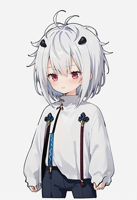 <lora:STageha_Pv2:0.7>, skagha, 1boy, white clothes,  <lora:SimpleOutlinePony1.0:1> outline,