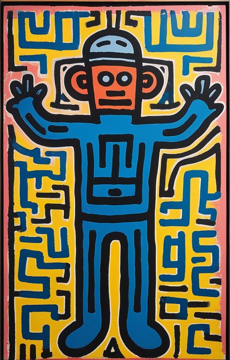 masterpiece,best quality,<lora:tbh164-sdxl:0.9>,illustration,style of Keith Haring, portrait of noble man