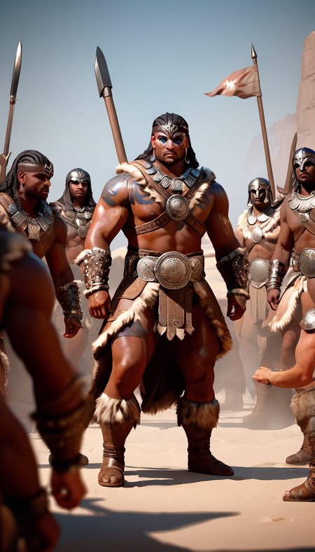 cinematic film still Cinematic scene, hero view, d4b barbarian <lora:diablo_4_barbarian_xl_v1:1>, action pose, detailed background, masterpiece, best quality, high quality, absurdres . shallow depth of field, vignette, highly detailed, high budget Hollywood movie, bokeh, cinemascope, moody, epic, gorgeous, film grain, grainy