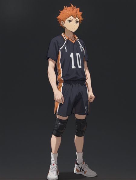 perfect quality,high quality,masterpiece,best quality,amazing quality,very aesthetic,absurdres,newest,
front view,full_shot,Contemplative expression,
HinataShoyoCYQL,1boy,male focus,solo,short hair,orange hair,brown eyes,volleyball uniform,sportswear,short sleeves,knee pads,shirt,shorts,black shorts,sneakers,shoes,
full body,standing,finger_gun,,
darkslategray background,simple background,
<lora:spo_sdxl_10ep_4k-data_lora_webui>,<lora:NOOB_EPSv1_1_detailer_by_vlnvk_v1_0>,<lora:shiej007>,,<lora:lora-000007.by_tusi:1>,