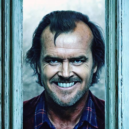 anime artwork of  <lora:perfection style:0.5> <lora:detailed:0.5> perfection detailed
 <lora:The Shining film style:0.9>
Jack Torrance In the 1980's in the Colorado Rocky Mountains a man with a beard and a shirt is looking through a broken door with a creepy smile,solo,open mouth,1boy,male focus,teeth,facial hair,portrait,meme,realistic,mustache,stubble,wrinkled skin , cinematic, film, kodak, The Shining film style, here's johnny style, anime style, key visual, vibrant, studio anime,  highly detailed