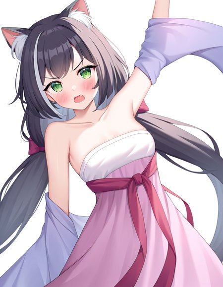 1girl,simple background,white background,hanfu,cowboy shot,karyl \(princess connect!\),, <lora:hanfu-000018:1>, bare shoulders, masterpiece, best quality, very aesthetic, absurdres,newest, incredibly absurdres,
