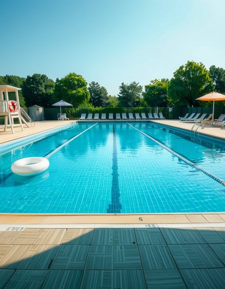 A large public swimming pool on a sunny day, completely empty of people. The clear blue water is still, reflecting the bright sky. Sunlight creates shimmering patterns on the tiled pool floor. The pool deck is lined with neatly arranged lounge chairs and colorful umbrellas. A lifeguard chair stands vacant at the poolside. Surrounding the area, lush green trees and well-maintained landscaping add a sense of tranquility. The atmosphere is calm and serene, with no movement except for the gentle ripples in the water.
<lora:SDXLFaeTastic2400:0.4> <lora:extremely_detailed:0.4> extremely detailed, <lora:public_swimming_p00l:1>,public swimming p00l, Masterpiece,best quality,hi res,8k,hi res,8k,award winning,(sharp focus, intricate, highly detailed),