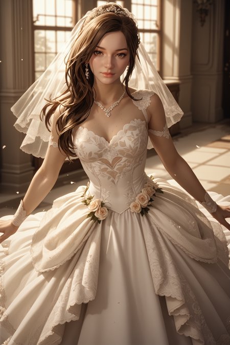 score_9, score_8_up, score_7_up,
<lora:REVMia:0.8>
REVMia, 1girl, brown hair, brown eyes, long hair, looking at viewer, wearing wedding dress, dynamic pose