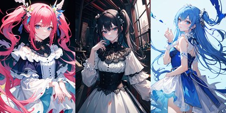 highly insanely detailed, masterpiece, top quality, best quality, highres, 4k, 8k, RAW photo, (very aesthetic, beautiful and aesthetic), two side up, 
__lazy-wildcards/dataset/background-color__, 
<lora:two_side_up-1.0:0>âââ