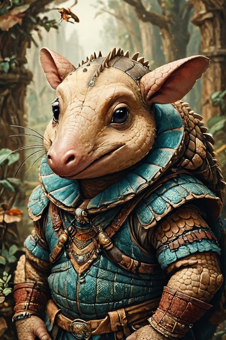 Detailed digital portrait of an anthro Armadillo (Tilting head sideways, conveying curiosity) at a Genetic memory altering future evolution, <lora:xl_more_art-full_v1:0.5>,  <lora:The_Crazy_Style:0.7> <lora:anthro_muscular:0.7>