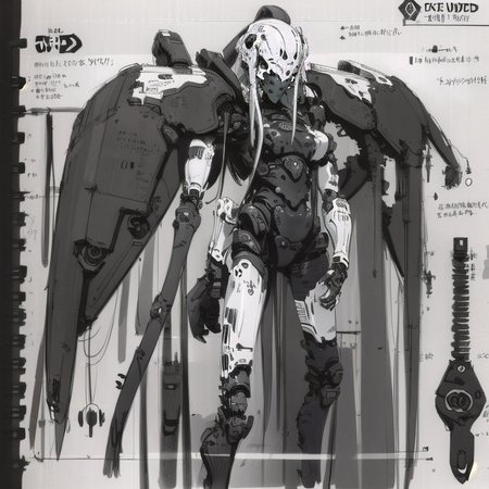monsters-creatures, cyborg girl <lora:epiNoiseoffset_v2:1.3>, <lora:blameLora_v10:1>, heavy black and white, (((concept art, drawing, sketch, Undd, solo))), <lora:Undead Nirasawa II:0.6>,