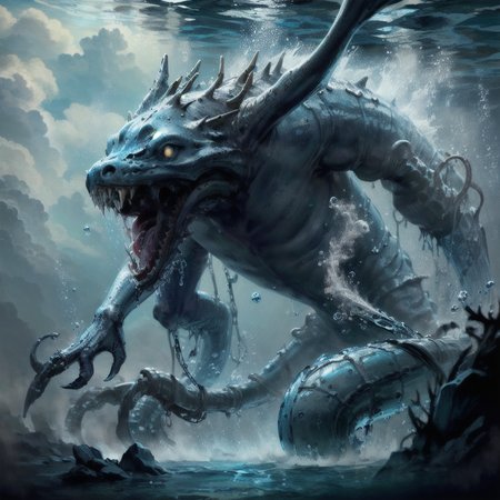 (Realisitc:1.5) Blue and grey woman monster, <lora:EdobMonsterFemale_v1.0:0.7>,  hydrotech, horror,  boiling underwater <lora:HydroTech:0.8>