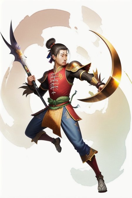 Guan Dao, A type of Chinese, polearm, that featured a large blade shaped like a crescent moon,
Medieval looking weapon, MagicItem_v1,