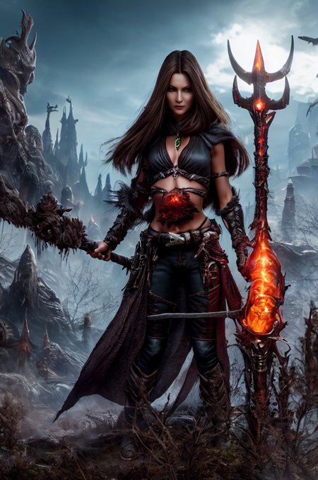 realistic analog photo, award winning photo,  fuji film x 4 0- n 9 5 0 s, 
 <lora:Necromancer:0.8> 1girl, necromancer, hooded cape, bandolier with vials with red liquid, glowing eyes, holding staff, pouch hip belt, skeleton shoulder armor,  
  <lora:Darkness-11:0.75> darkness, desolate graveyard, nighttime, night, night sky, 
BREAK 
<lora:AidaUnreal:0.75> AidaUnreal, 1girl, solo, long hair, medium breasts, brown hair, fingerless gloves, navel, cleavage, green eyes, midriff, belt, pants, crop top, cleavage cutout, single glove
,
high-quality, crisp, sharp, professional-grade, high-resolution, fine detail, accurate colors, low noise, fast shutter speed, wide dynamic range, precise focus, RAW, highres, 8k, uhd, High Dynamic Range, tonemapping, crisp details,