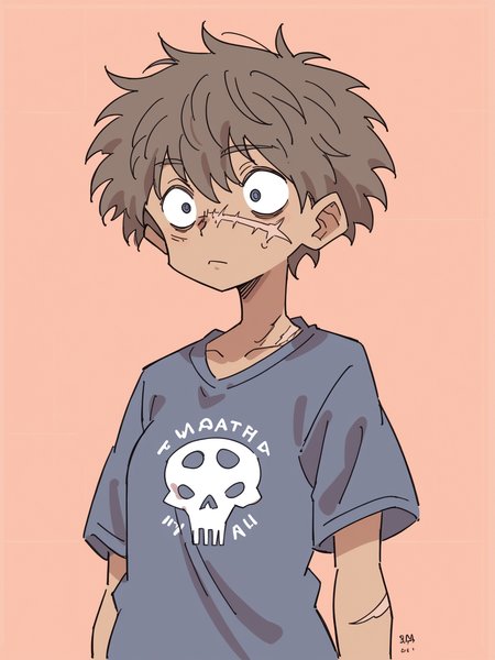 score_9, score_8_up, score_7_up, score_6_up, source_anime, zPDXL, BREAK
1girl, solo, <lora:Masikakumo:1> masika, thirty-something south african woman symmetrical face   misshapen nose   copper droopy  eyes  scars thick mahogany  layered haircut  hip-hop fashion t-shirt capris  chokers