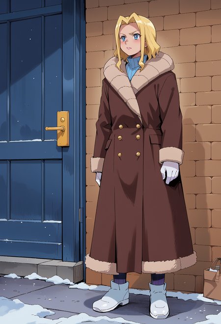 score_9, score_7_up, source_anime, BREAK  <lora:PrincessPride:0.6> Princesspride, brown coat, fur trim, white footwear, <lora:Funi_Funi_Lab_Tamagoro_Assorted_Doujin_Artstyle_Blend_PonyXL:1>