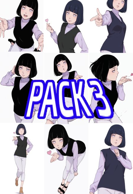anime screencap, anime coloring,  <lora:DX888HinataBM:1> hyuuga hinata, black hair,  bob cut,  (short bangs:1.2), byakugan eyes, , turtleneck sweater, purple sweater, black vest, capri pants, white pants BREAK simple background, white background, BREAK    1girl, blowing kiss, standing, upper body,