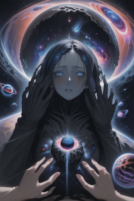 <lora:CosmicBeings:1.4>, milky way, planets, stars, supernova, black hole, hands, face, surreal
(1boy, 1girl, missionary sex)