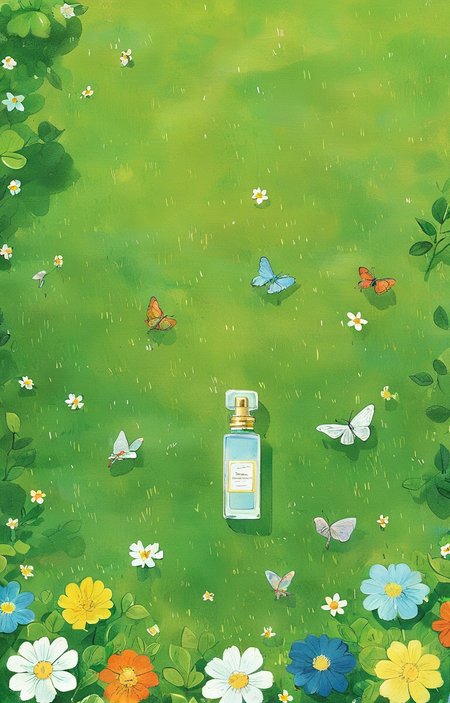 masterpiece,best quality,<lora:tbh49-sdxl:0.9>,illustration, A bottle of perfume in garden
