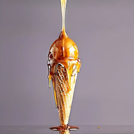 one ice cream covered in honey<lora:HoneyXL:1>