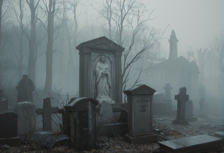 ,ruanyi1439,tombstone,fog,<lora:1439 cemetery_v1_pony:1>, score_9,score_8_up,score_7_up,,8k,solo,,