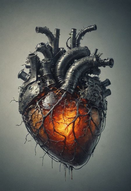 mechanical  heart, bleading oil, glowing veins, multicolor
Wide range of colors., Dramatic,Dynamic,Cinematic,Sharp details
Insane quality. Insane resolution. Insane details. Masterpiece. 32k resolution.
<lora:add-detail-xl:0.95> <lora:dvr-lnds-sdxl:0.3> dvr-lnds-sdxl <lora:MJ52:0.25> <lora:ral-apoctvisn-sdxl:0.3> ral-apoctvisn <lora:zavy-cntrst-sdxl:0.35> dark, chiaroscuro, low-key <lora:zavy-rmlght-sdxl:0.41> zavy-rmlght <lora:SDXLFaeTastic2400:0.225>