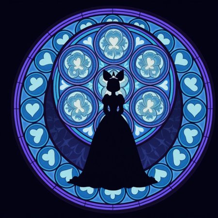 masterpiece, best quality, amazing quality, very aesthetic, absurdres, newest, 4k, 8k, 
divetotheheartxd, circle, black background, stained glass, round image, no humans, stained glass, round image, heart, silhouette, simple background
 <lora:STATION_OF_AWAKENING_V2:1>