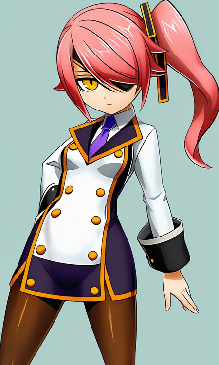anime artwork illustrating Konoe_Ayatsuki_Mercury \(XB\), 1girl, solo, yellow eyes, long hair, skirt, simple background, breasts, small breasts, pink hair, pantyhose, uniform\(XB\), hair over one eye, side ponytail,eyepatch. created by japanese anime studio. highly emotional. best quality, high resolution, Konoe_Ayatsuki_Mercury \(XB\), 1girl, solo, yellow eyes, long hair, skirt, simple background, breasts, small breasts, pink hair, pantyhose, uniform\(XB\), hair over one eye, side ponytail,eyepatch, highly detailed, sublime, extremely beautiful, glowing, magical