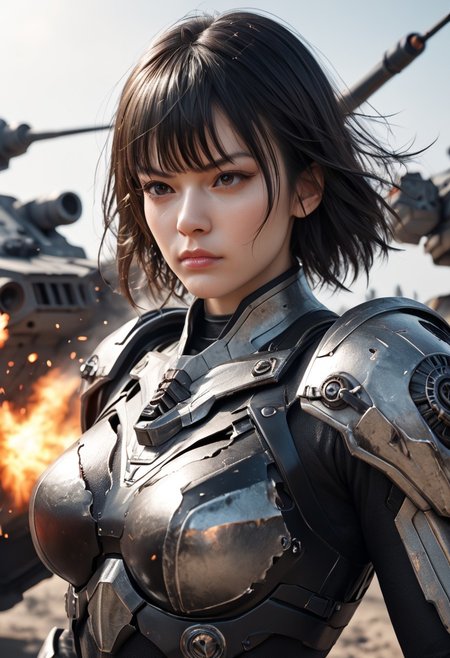 score_9, score_8_up, score_7_up, detailed photorealistic image, detailed face, 4K, 8K, absurdres, sci-fi, portrait of beautiful oriental girl, solo, bangs, on a battlefield in a moon city, white and black armor, ripped and torn bodysuit, skin tight, holding, firing railgun, firing weapon, closeup of face, photography, detailed face, mecha armour, focus on face, BREAK
surrounded by other soldiers, explosions, armored vehicles