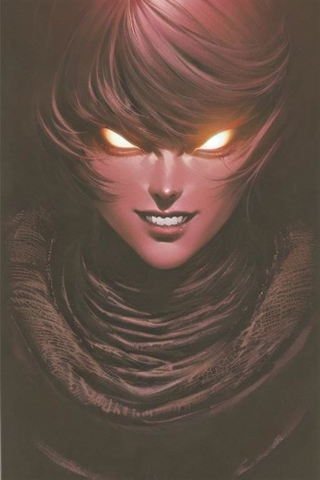 Robot, drone, science fiction, no human, xeno,
tall slender person, athletic, pale skin, white skin,
short purple hair,
red eyes,
crazy smile,
robotic face,
red display,
round face, 
robotic wings, robotic limbs, sharp long claws,
white tight shirt, open shoulder, sleeves,  white gloves,  tight clothe,
armor skirt,
metal boots, high boots,
black sun, red sunlight,
looking at viewer, angry, intimidating gaze,
drawing style,
dynamic light, 
ultra detail,
extremely detailed CG, 
micro intricate, 
highly detailed skin,
highly detailed face, 
highly detailed pupils, 
highly detailed iris, 
RAW photo, 
best quality, 
high resolution,
((masterpiece)),
realistic,
sharp focus, 
HDR, 8K resolution,
intricate detail, 
sophisticated detail, 
hyper detailed,
(depth of field), 
highlight and shadow,
volumetric lighting,
highly detailed background,
by Kentaro Miura:1.1,
comicbookpencils:0.9,
greyscale(line art:1.1)