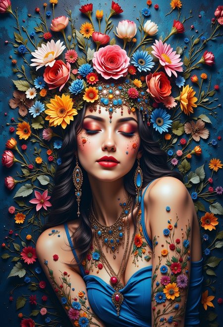 Oil painted. Create a fantasy image that combines the style of oil painting and digital painting in a unique art