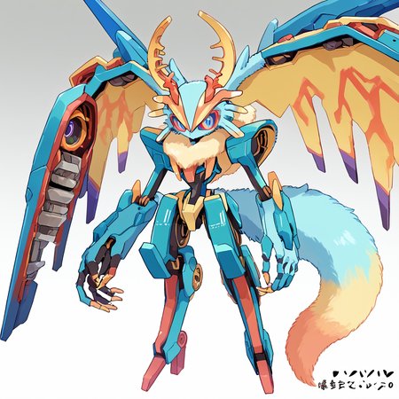 <lora:Elfilis:0.8> Fecto Elfilis, blue fur, multicolored eyes, head wings, antlers, yellow fur, colored sclera, fluffy tail   <lora:edgEroMechaPonyv1:0.8> edgMM, edgMM mecha musume, look at prompts for more