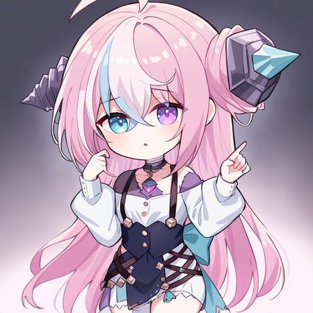 ,anisage,1girl,solo,,different pupil,blue eyes,heterochromia,chibi,<lora:anisage:0.8>,<lora:Qszb:0.8>, masterpiece, best quality, very aesthetic, absurdres