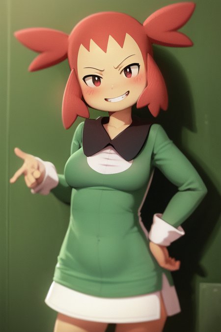 dagashi \(daga2626\), 1girl, smile, happy, blush, pokemon \(creature\), pokephilia , standing, medium breasts, smug, hands down,
<lora:style-dagashi_(daga2626)-v1:0.7>,