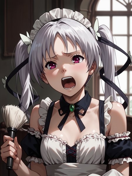 (upper body, solo focus:1.2) <lora:happy_tentacle-ageha-v0.1-000020:1>, ht_ageha, silver hair, (petite:1.2), <lora:Shed_The_Skin's StS_age_slider_v1_initial_release:-1.5> ( ( breasts apart :1.2) (bare shoulders :1.1) :1.1) ( , , ( aroused :1.2) , screaming , (looking at viewer:0.6) :1.2) indoors, ((dusk :0.6), :0.8), ( window :0.9), (furniture:0.9), abandoned , (sidelighting:0.5), (light rays, light particles:0.5) , , , (medieval :0.9), cleaning, (maid:1.2), maid headdress ( :0.8) score_9, score_8_up, score_7_up, score_6_up, score_5_up, score_4_up, ( [(realistic, photorealistic:1.3):(realistic:1.2):14] [(3d:1.2)::12] [:anime coloring:10] :1) <lora:LUUNA's Lunas-NijiJourney-SDXL-B2:0.35>, nijijourney <lora:prgfrg23's Counterfeit-V3.0 Style SDXL_LoRA_Pony Diffusion V6 XL:0.6> <lora:mfcg's mfcgXL:0.12> <lora:reweik's gyokai(himehajime)_PonyXL_style_v01:0.14>