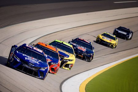 (masterpiece, best quality:1.2), ultra-detailed, gtoup of cars racing on track  EdobNascarRace, (realistic:1.5), <lora:EdobNascarRace_v1.0:1>
