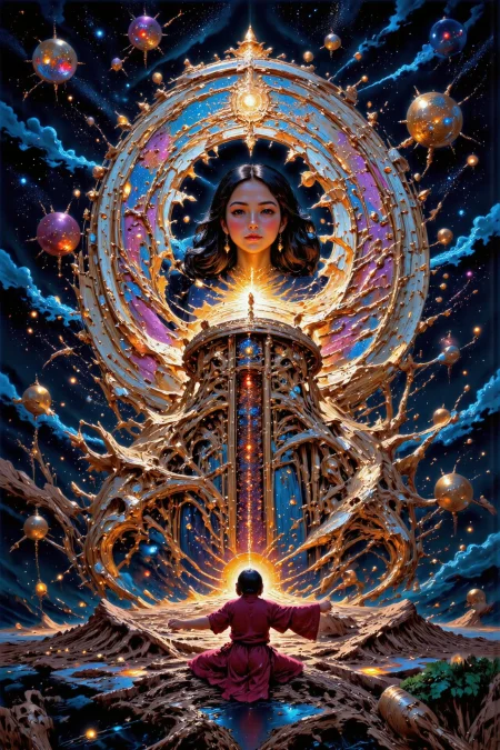 (cosmic),  beautiful Vietnamese fantasy landscape,  bright luminous night, woman, intricate, very detailed, sharp, colorful, <lora:Hand v2:1> <lora:Anti-Blur:1> <lora:Insane Detail Slider:0.5>   <lora:Flux.1_Turbo_Detailer:0.6> <lora:flux-photo-transparent_Alpha_1.0:0.8> <lora:flux.1_lora_flyway_Epic-detail_v2:0.6> <lora:Painterly01b_CE_FLUX_AIT:0.8> pntrlyCE_style, <lora:VividlySurreal:0.8>  <lora:FluxMythP0rtr4itStyle:0.8> mythp0rt