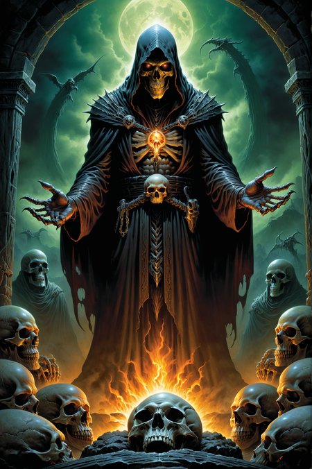 necromancy by  Bob Eggleton  and  Craig Bill   <lora:more_art:0.30> <lora:midjourney:-0.15> <lora:RMSDXL_Enhance:0.50> <lora:RMSDXL_Creative:0.50> <lora:RMSDXL_Photo:0.50> <lora:RMSDXL_Darkness_Cinema:0.50> <lora:clothing_slider:2.00> <lora:great_lighting:1.50> <lora:aesthetic:1.50> <lora:photorealistic_portrait:1.50> <lora:extremely_detailed:1.50> <lora:dpo:0.25>