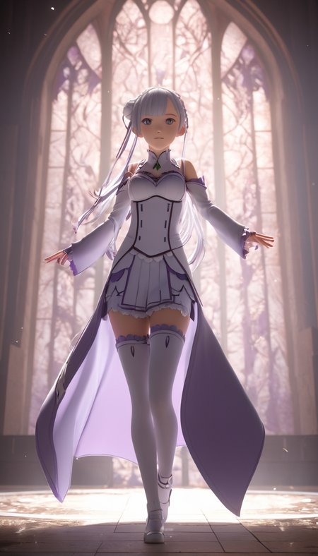 professional 3d model Cinematic scene, hero view, solo, Emilia, Re:Zero <lora:emilia:1>, action pose, detailed background, masterpiece, best quality, high quality, absurdres . octane render, highly detailed, volumetric, dramatic lighting