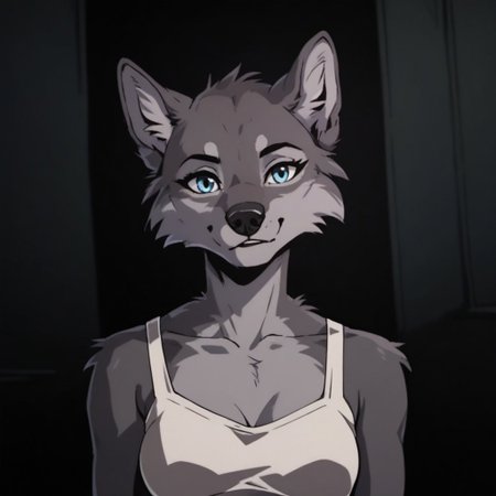 score_9, score_8_up, score_7_up, score_6_up, score_5_up, anthro, female, wolf, casual clothing, upper body, inside, looking at viewer