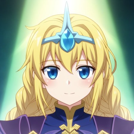 mana_sk style, portrait, focus on face, a valiant paladin girl with braided golden hair and radiant blue eyes, wearing a shining silver headpiece with holy sigils, a soft glow emanating from her armor, her expression resolute and compassionate, faint rays of divine light in the background, Japanese RPG style, noble and inspiring atmosphere, intricate details on her armor and headpiece
