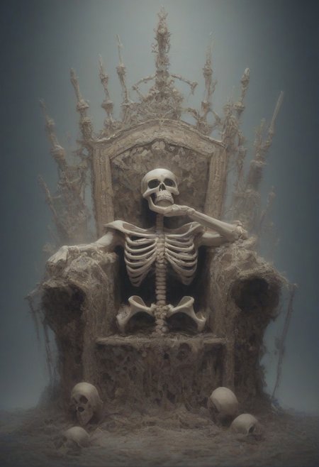 score_9, score_8_up, score_7_up, score_6_up,
one skeleton of dead king wearing crown on a lavish golden throne, boneswm