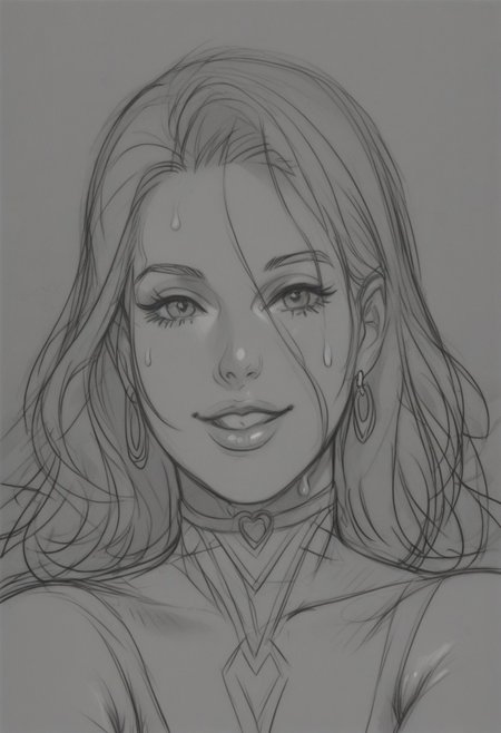 core_9_up , score_8_up , score_9 , score_8 ,  , 2d, 2D , ,  , background = Kamehouse, Expressiveh, (( monochrome, sketch, raw sketch, lineart, line art )),
Smile , 
, realistic, photorealistic , sweat , 
android 18, , , , ,  , ,, , , , ,masterpiece , intricate details ,, realistic, photorealistic, shiny clothes, , ,