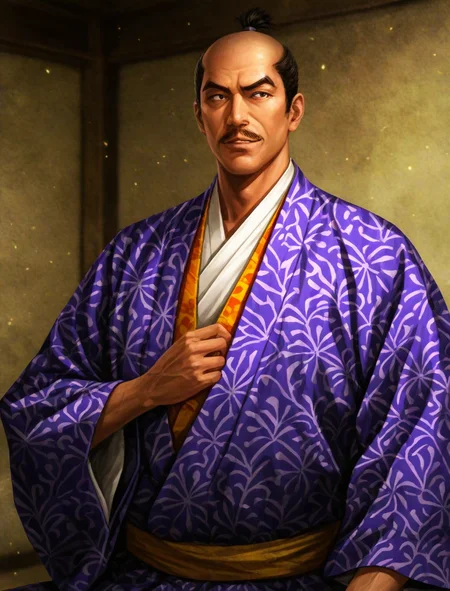 <lora:nobuyabo-style_XL_illustrious-noob_v1:1>nobuyabo style, 1boy, kimono, japanese clothes, topknot, facial hair,, best quality, masterpiece, high quality,newest, absurdres, highres,incredibly absurdres ,<lora:NoobV065sHyperDmd:1>