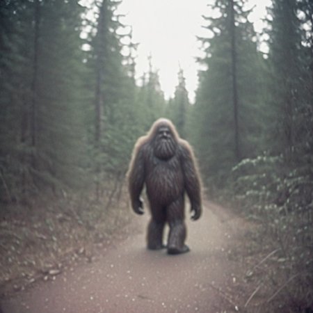 (olddigitalcamera, raw, light leak, film grain, jpeg artifacts, low res, low quality):2, sasquatch, bigfoot, walking through the woods in the distance, blurry, grainy