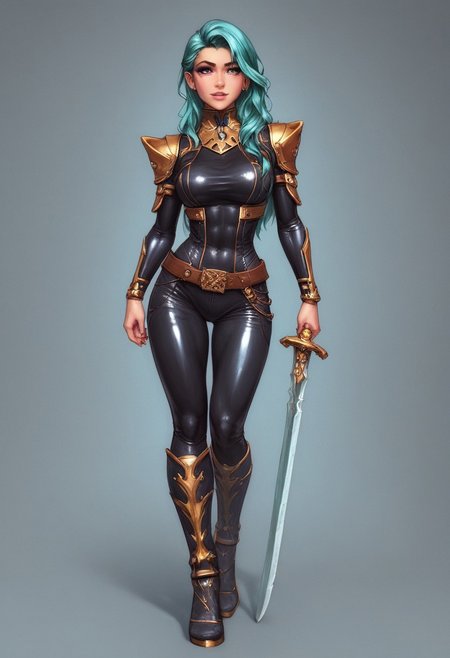 A woman immersed in liquid metal, with spectral reflections creating an ethereal and surreal atmosphere. Reflective, spectral colors, shimmering, futuristic, high detail, photorealistic, silver, metallic, intricate details, hyper-realistic, surrounded by swirling liquid metal, light green hair, high contrast, glowing, mesmerizing, surreal, digital art, high resolution, trending on ArtStation, ultra-realistic lighting,<lora:LIQUID_METAL:1.5>, [ 3D rendering, 3d style, hyper detailed, octane render, Unreal engine 5, RTX shader, hyper detailed texture with reflection, HDR, ultra realistic, raytracing] (((full-clothed))), ((long big sword in hands, sword in hands)) BREAK strange world background score_9, score_8_up, score_7_up, score_6_up, source_cartoon, rating_explicit, Expressiveh,
BREAK 
strange world background score_9, score_8_up, score_7_up, score_6_up, source_cartoon, rating_explicit, Expressiveh, (((((full body))))), dynamic pose