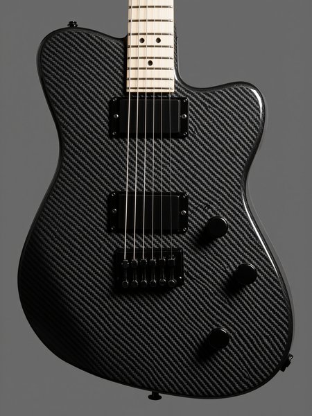 A concept electric guitar with carbon fiber body and neck, bold angular design with reflective weave catching the light.



carbonfibermk.1

