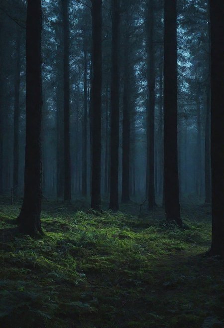 a night forest without