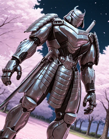 <lora:Silver_Samurai_(Marvel_Comics)_(Illustrious)_(AD):1.35> Silver Samurai, robot, armor, 
((
exterior, traditional Japanese noble's estate home, cherry blossoms, night sky, 
dutch angle, dynamic action, male focus, solo, fully armored, villain, hyper glossy body, powerful, superiority, 
)),
BREAK: very awe, aesthetically pleasing, masterpiece, best quality, amazing quality, very aesthetic, depth of field, absurd details, depth of field, atmospheric rendering, natural shading, soft shading, 
BREAK: lazympos, lazypos (3),