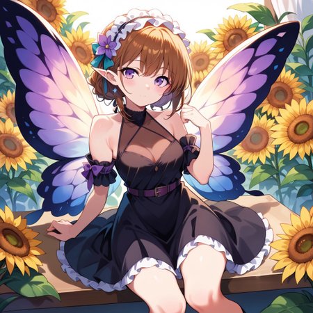 score_9, score_8_up, score_7_up, source_anime, sn0wdr0p, dress, flower, sunflower
