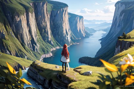 highly insanely detailed, masterpiece, top quality, best quality, highres, 4k, 8k, RAW photo, (very aesthetic, beautiful and aesthetic),  
(code_style,codestyle), 
<lora:CodeStyle (half generic class)_564920:0>, 
(1girl:1.3), 1other, 
cliff,cliff scenery,mountainside,cliff face,âââ