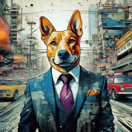 drawix9 businessman dog, ink, cinematic, expressive, very detailed<lora:drawix9:1>