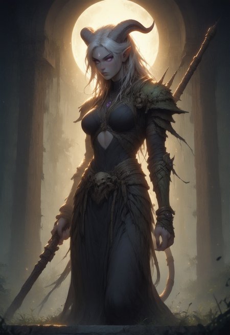 (absurdres, best quality, masterpiece:1.4), score_9, score_8_up, score_7_up, score_6_up, detailed, detailed body, detailed face, world of warcraft, fantasy, 

fFaceDetail, SkinDetail, ((female, draenei, tall, athletic arms, pale white skin, smooth skin, long white hair, purple eyes, no pupil, no sclera, long white tail), (h0rns, ram horns, white horns), 
(long fingers, purple fingernails, purple nail polish)), 

(long loose teal dress, simple armlet, black facemask, teal silk scarf), GunMonk, shotgun, holding shotgun,

full body, side view

outdoor, evening, mountains